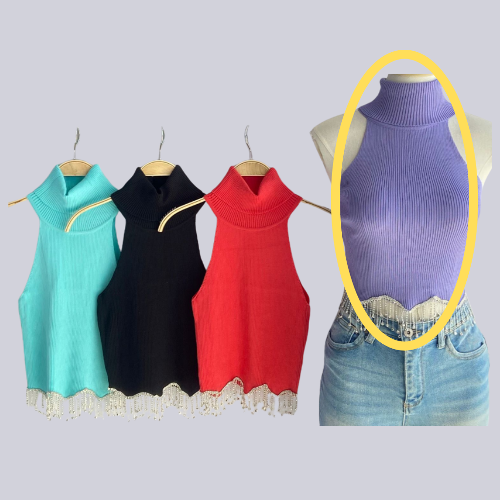 Blusa cuello de tortuga sin mangas