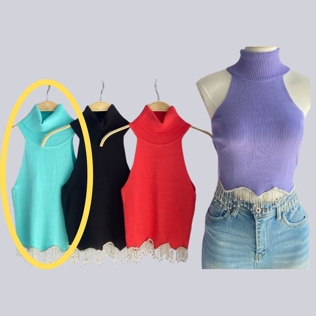 Blusa cuello de tortuga sin mangas